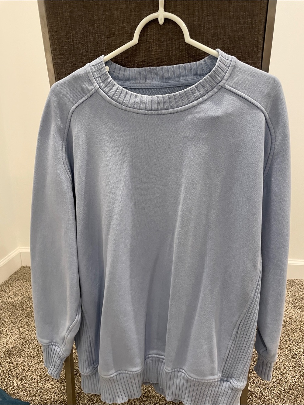 aerie Pale Blue Ribbed Crewneck Sweatshirt